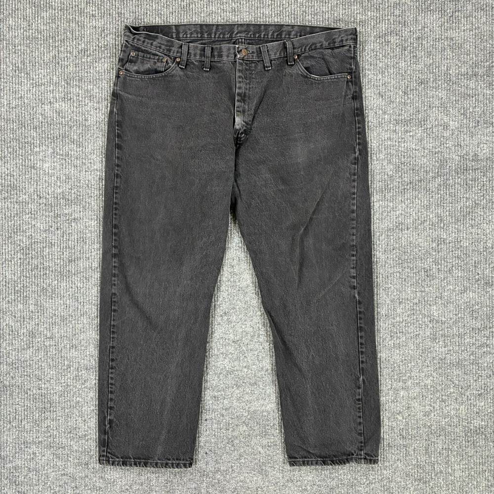 Wrangler Mens Straight Leg Jeans Size 44x30 Black Denim Stretch High Rise‎